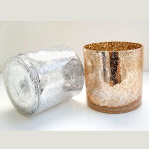 Diamond Star 57106 6 x 6 in Candle Glass Vase Silver and Gold (2 Pack)